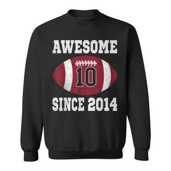 10Th Birthday Football Player 10 Years Old Vintage Sports Sweatshirt - Monsterry
