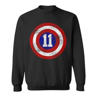 11 Year Old 11Th Birthday Party Distressed Captain Sheild Sweatshirt - Monsterry AU