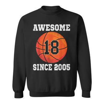 18Th Birthday Basketball Lover 18 Years Old Vintage Sports Sweatshirt - Monsterry DE