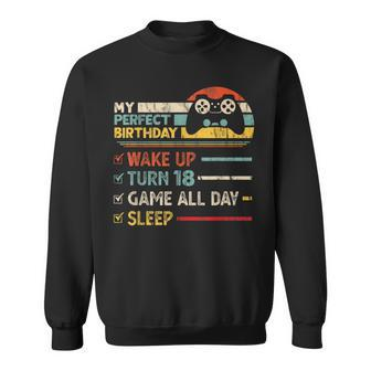 18Th Birthday Gamer Perfect Gaming 18 Years Old Boy Vintage Sweatshirt - Monsterry