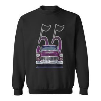 1955 55 Chevys Bel Air Classic Vintage Muscle Car Front View Sweatshirt - Monsterry DE