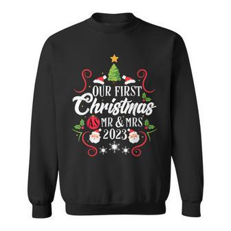 1St First Christmas As Mr And Mrs 2023 Couples Pajamas Sweatshirt | Mazezy DE