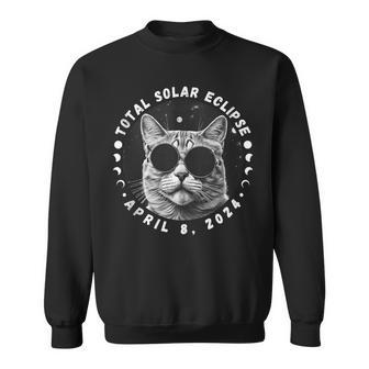 2024 Solar Eclipse Cat Wearing Solar Eclipse Glasses Sweatshirt - Seseable