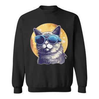 2024 Solar Eclipse Cat Wearing Solar Eclipse Glasses Sweatshirt - Thegiftio UK