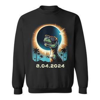 2024 Solar Eclipse Dino With Solar Eclipse Glasses Sweatshirt - Monsterry