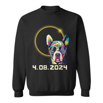 2024 Solar Eclipse Dog Wearing Solar Eclipse Glasses 40824 Sweatshirt | Mazezy