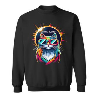 2024 Solar Eclipse Fantasy Cat Wearing Solar Eclipse Glasses Sweatshirt - Seseable