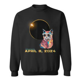 2024 Solar Eclipse Cat Wearing Solar Glasses Eclipse Sweatshirt - Seseable