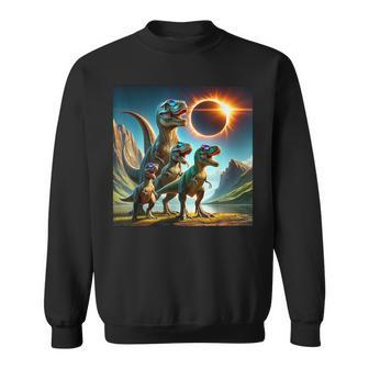 2024 Solar Eclipse T-Rex Family Wearing Glasses Totality Sweatshirt - Seseable