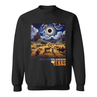 2024 Solar Eclipse Texas Van Gogh Starry Night Style Sweatshirt - Seseable
