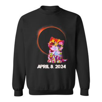 2024 Solar Eclipse Totality Astronomy Cat Wearing Glasses Sweatshirt - Seseable