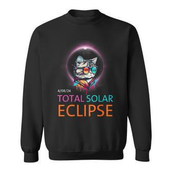 2024 Total Solar Eclipse Cat Wearing Solar Eclipse Glasses Sweatshirt | Mazezy