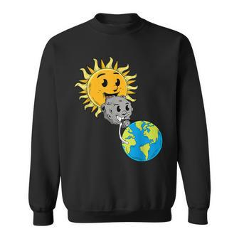2024 Total Solar Eclipse Earth Moon Sun Photobomb Lover Gag Sweatshirt | Mazezy