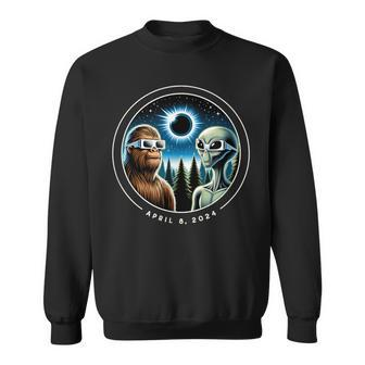 2024 Total Solar Eclipse Bigfoot Alien April Date Sweatshirt - Monsterry