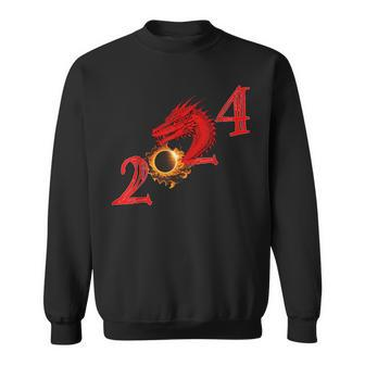 2024 Year Of The Dragon And Total Solar Eclipse Sweatshirt - Seseable