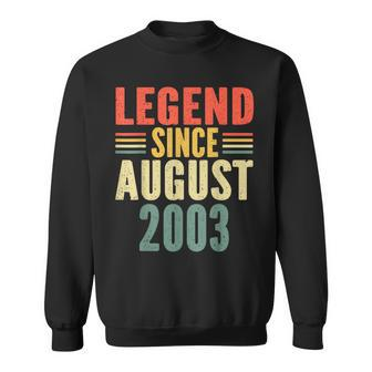 20Th Birthday Legend Since August 2003 20 Years Old Vintage Sweatshirt - Monsterry UK
