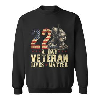 22 Day Veteran Lives Matter Suicide Awareness Us Flag Sweatshirt - Monsterry UK
