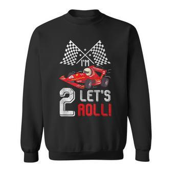 2Nd Birthday Race Car 2 Year Old Let's Roll Toddler Boy Sweatshirt - Monsterry