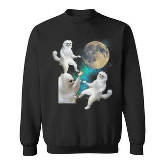 3 Cats Moon Three Cats Howling At Moon Meme Cat Sweatshirt - Monsterry UK