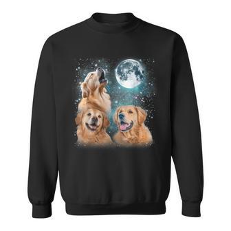 3 Golden Retriever Moon Howling For Men Women Sweatshirt - Monsterry CA