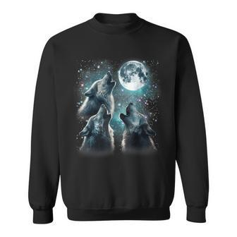 3 Wolf Moon Howling Wolf Head For Men Women Kid Sweatshirt - Seseable