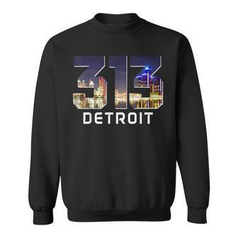 313 Detroit Area Code Night Skyline Vintage Pride Michigan Sweatshirt - Monsterry AU