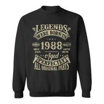36Th Birthday 36 Years Old Vintage Legends Born In 1988 Sweatshirt - Monsterry DE