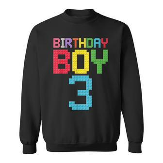3Rd Birthday Boy Master Builder 3 Years Old Block Building Sweatshirt - Monsterry