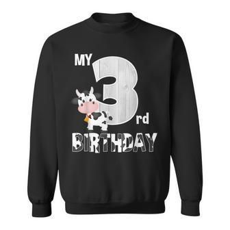 My 3Rd Birthday Cow Moo I'm 3 Yrs Old Farm Theme Birthday Sweatshirt - Monsterry AU