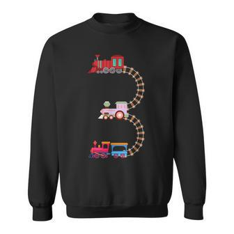 3Rd Birthday Train Railroad Themed Fun 3 Years Old Boy Train Sweatshirt - Monsterry CA
