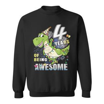 4 Year Old Boys 4Th Bday Dinosaur Dino Fourth Birthday Sweatshirt - Thegiftio UK