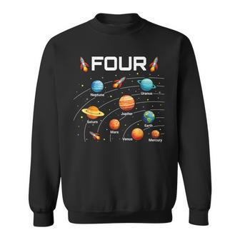 4 Year Old Boys Girls Space Planets 4Th Birthday Boy Sweatshirt - Thegiftio UK