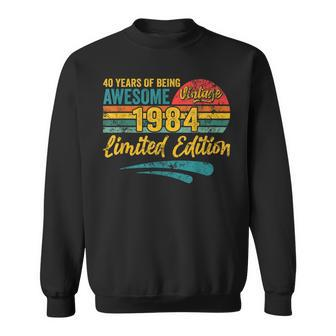 40 Years Old 40Th Birthday For Vintage 1984 Retro Sweatshirt - Monsterry