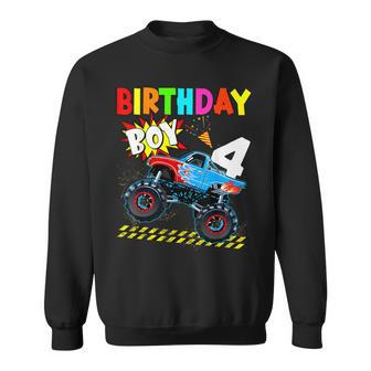 4Th Birthday Boy Blaze 4 Year Old Monster Truck Bday Party Sweatshirt - Thegiftio UK