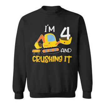 4Th Birthday Four 4Yr Construction Lover 4 Years Old Boy Sweatshirt - Thegiftio UK