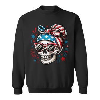4Th Of July 2024 Independence Day Patriotic Skull Bandana Sweatshirt - Monsterry