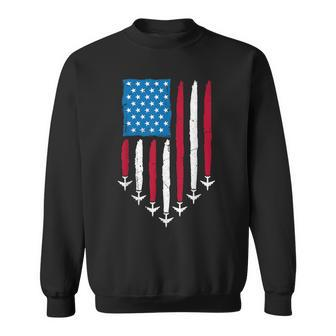 4Th Of July Fourth 4 Patriotic Usa Flag Fighter Jets Kid Sweatshirt - Monsterry UK