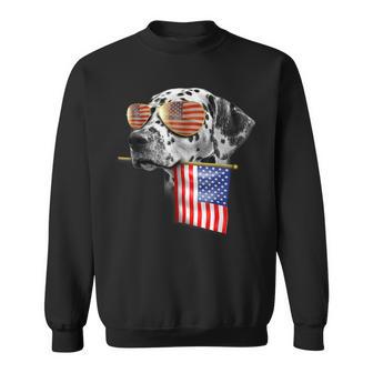 4Th Of July Fun American Flag Dalmatian Dog Lover Sweatshirt - Monsterry