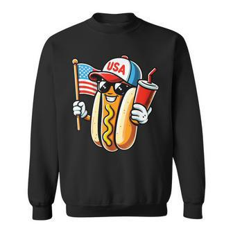 4Th Of July Hotdog Usa Hotdog American Flag Usa Patriotic Sweatshirt - Monsterry AU