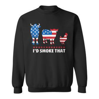 4Th July I'd Smoke That Patriot Bbq Barbeque Fathers Day Sweatshirt - Thegiftio UK
