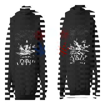 4Th Of July Let's Get Lit Weed American Flag Marijuana 420 Sweatshirt - Seseable