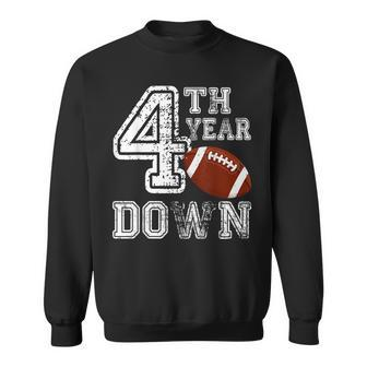 4Th Year Down Football Lover Fourth Birthday Boy Party Sweatshirt - Monsterry