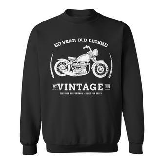 50 Year Old Biker Born In 1974 50Th Birthday Bike Motorbike Sweatshirt - Thegiftio UK