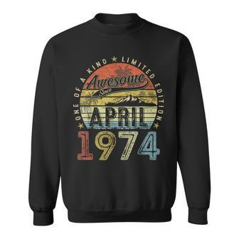 50 Year Old Vintage April 1974 50Th Birthday Women Sweatshirt - Seseable