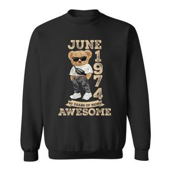 50 Years Of Being Awesome June 1974 Cool 50Th Birthday Sweatshirt - Seseable