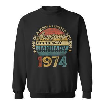 50 Years Old January 1974 Vintage Retro 50Th Birthday Sweatshirt | Mazezy