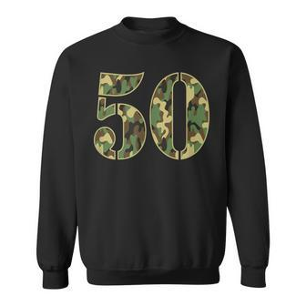 50Th Birthday Soldier Number 50 Year Old Military Camo Sweatshirt - Monsterry