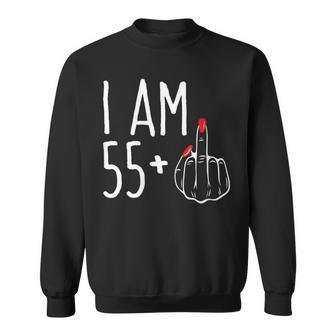 I Am 55 Plus 1 Middle Finger 56Th Women's Birthday Sweatshirt - Seseable