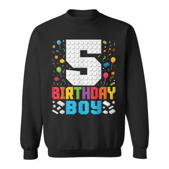 5Th Birthday Boys Master Builder Five Years Blocks Building Sweatshirt - Seseable