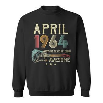 60Th Birthday Guitar Lover Vintage April 1964 60 Year Old Sweatshirt | Mazezy CA